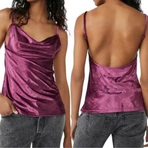 Satin Cowl Neck Camisole Top - Purple